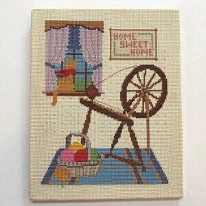 Loom Cross Stitch Embroidery Wall Hanging Handmade Hand Stitched Home Sweet Home